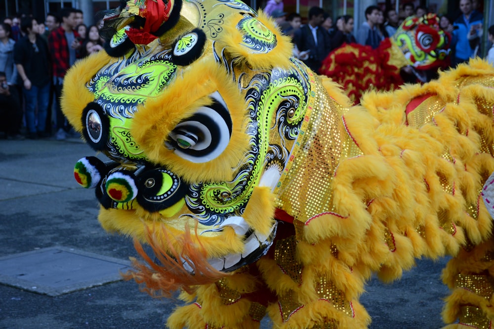 yellow and blue dragon costume