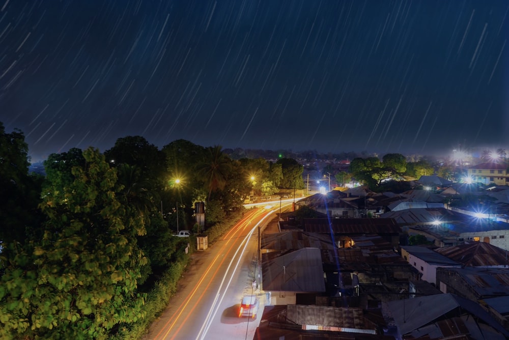 cars on road during night time