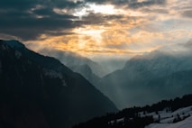 silhouette of mountains during sunset