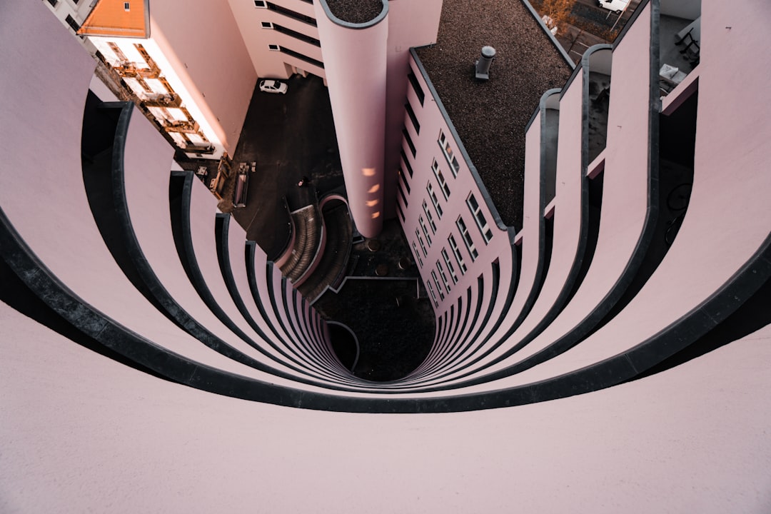 black and white spiral staircase