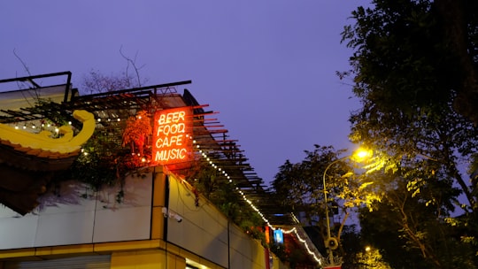 red and white led signage in Hanoi Vietnam