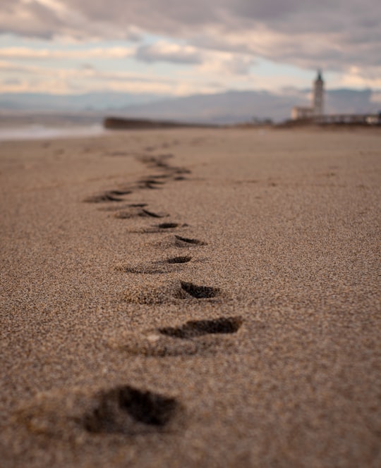 brown sand with foot prints in Almería Spain