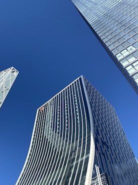 blue and white high rise building