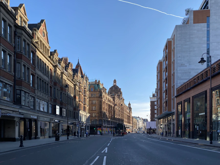 Brompton Road, Knightsbridge, with the Harrods dome