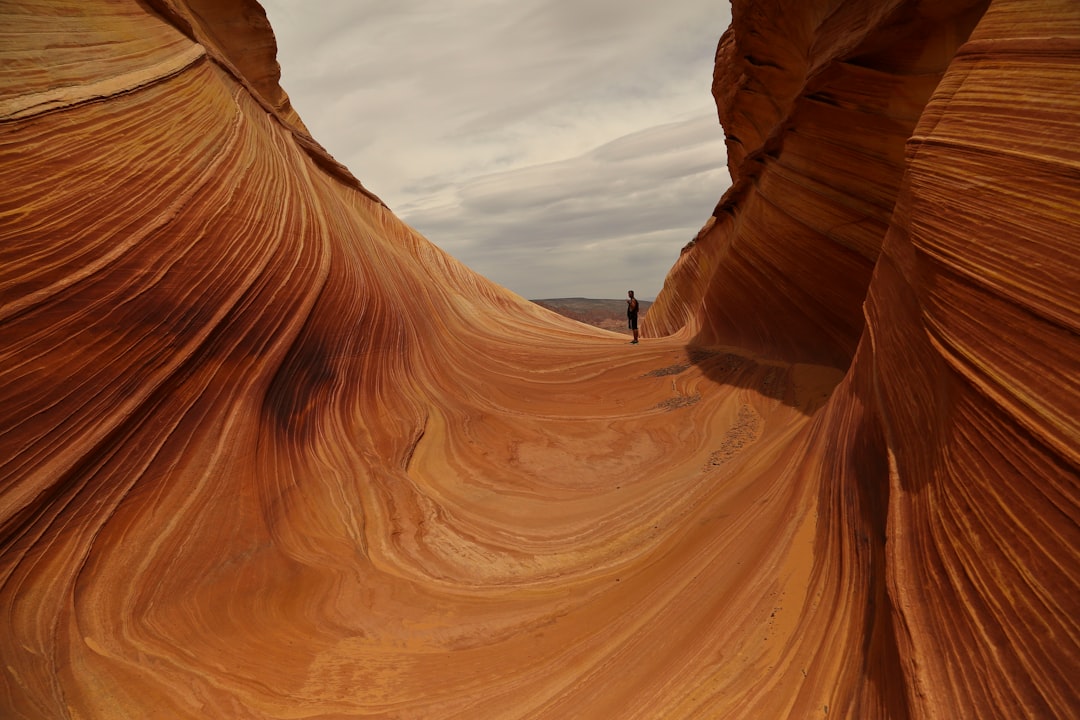 person in black jacket standing on brown rock formation during daytime