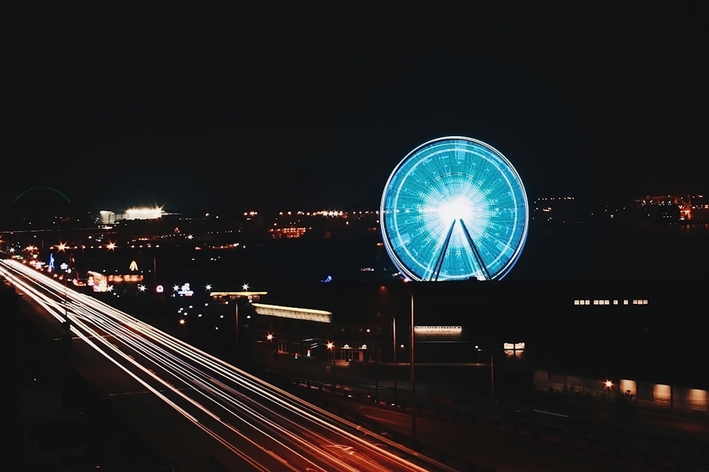 time lapse photography of city lights during night time