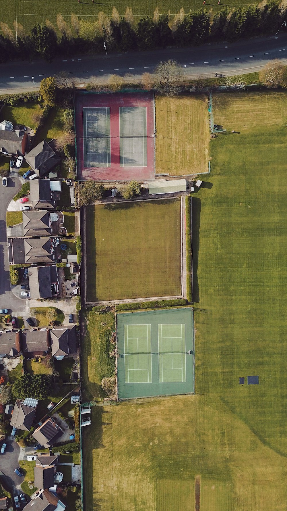 aerial view of green grass field