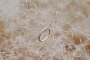 A delicate ring highlighted against a neutral backdrop.