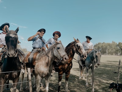 people riding horses on green grass field during daytime argentina teams background