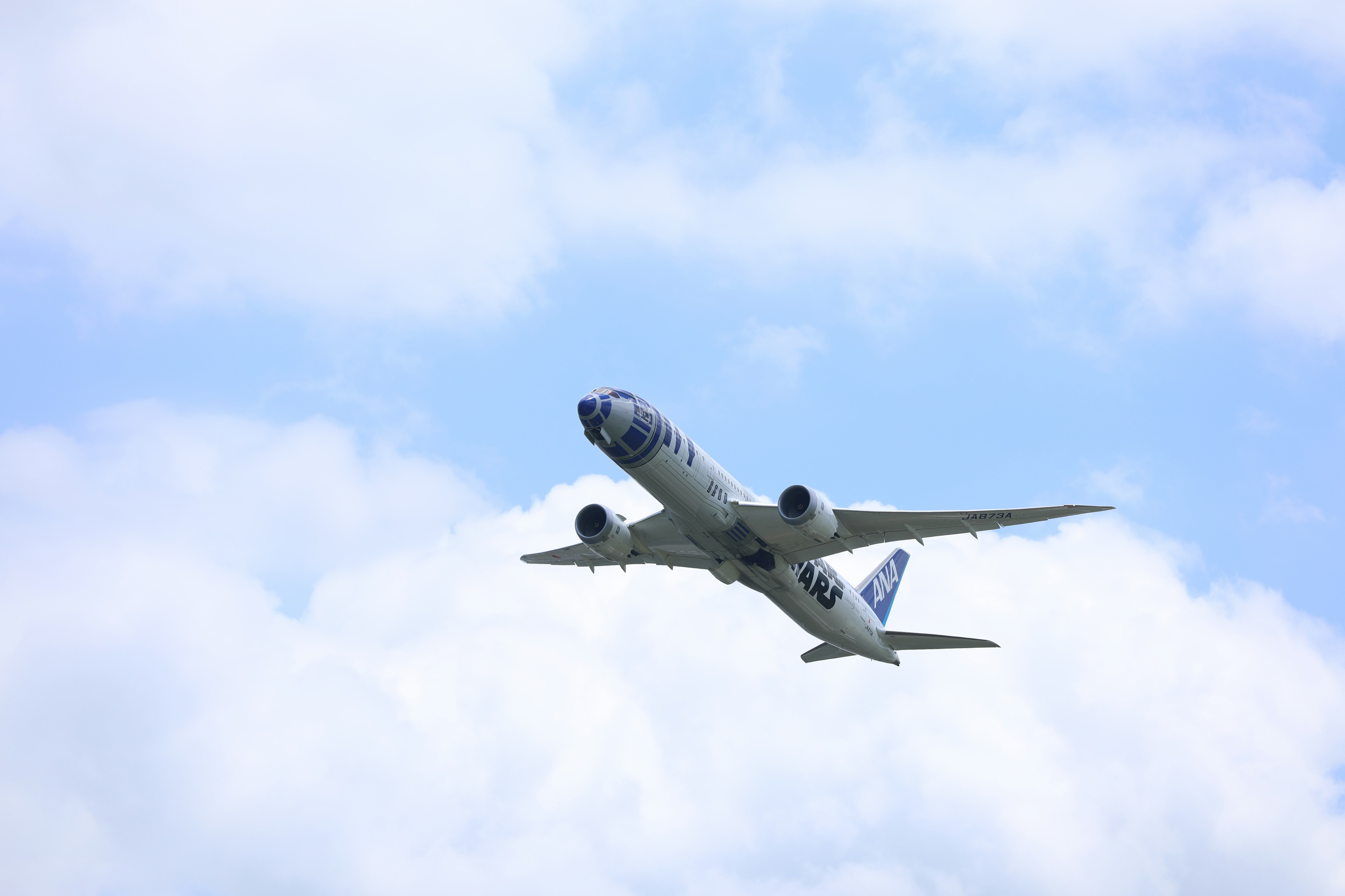 white and blue airplane in the sky