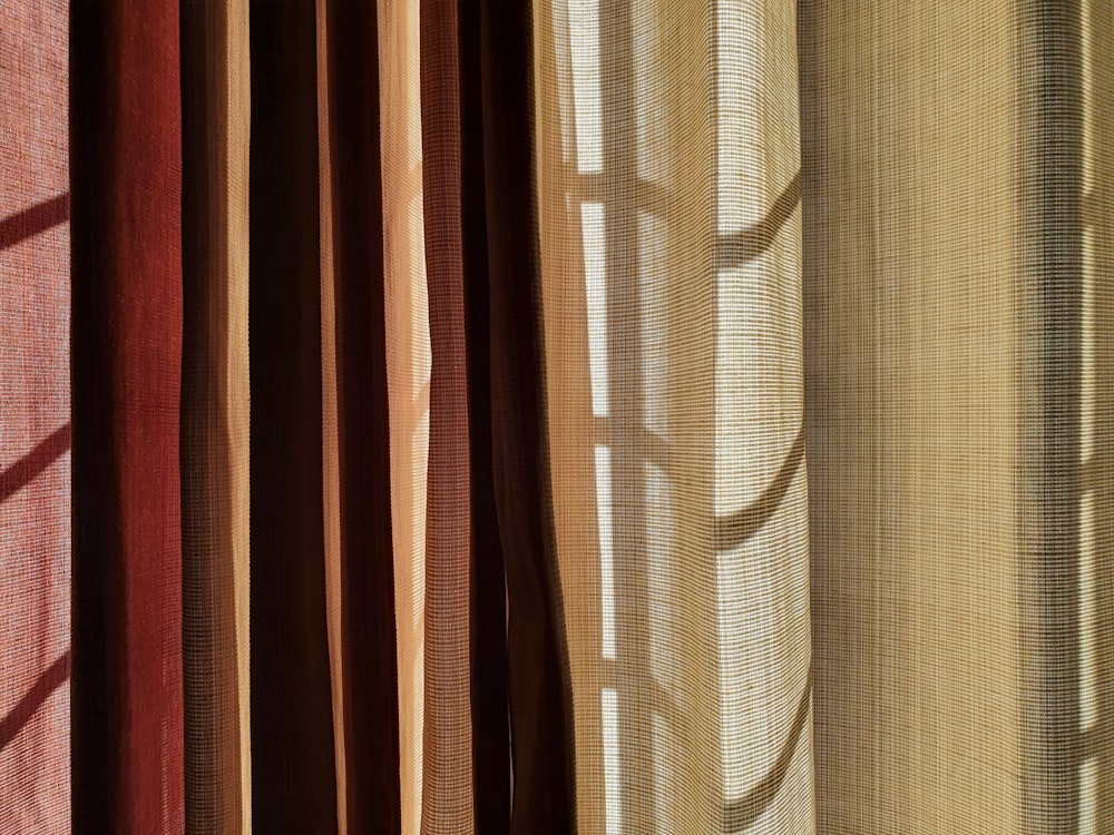 brown and white striped curtain