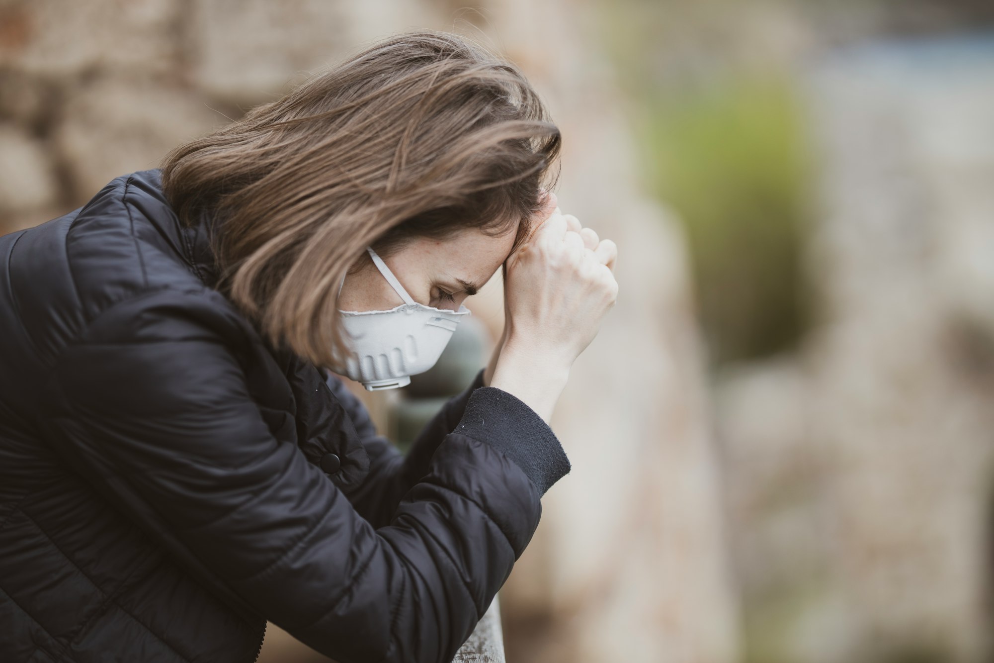 Woman wearing face mask during coronavirus outbreak