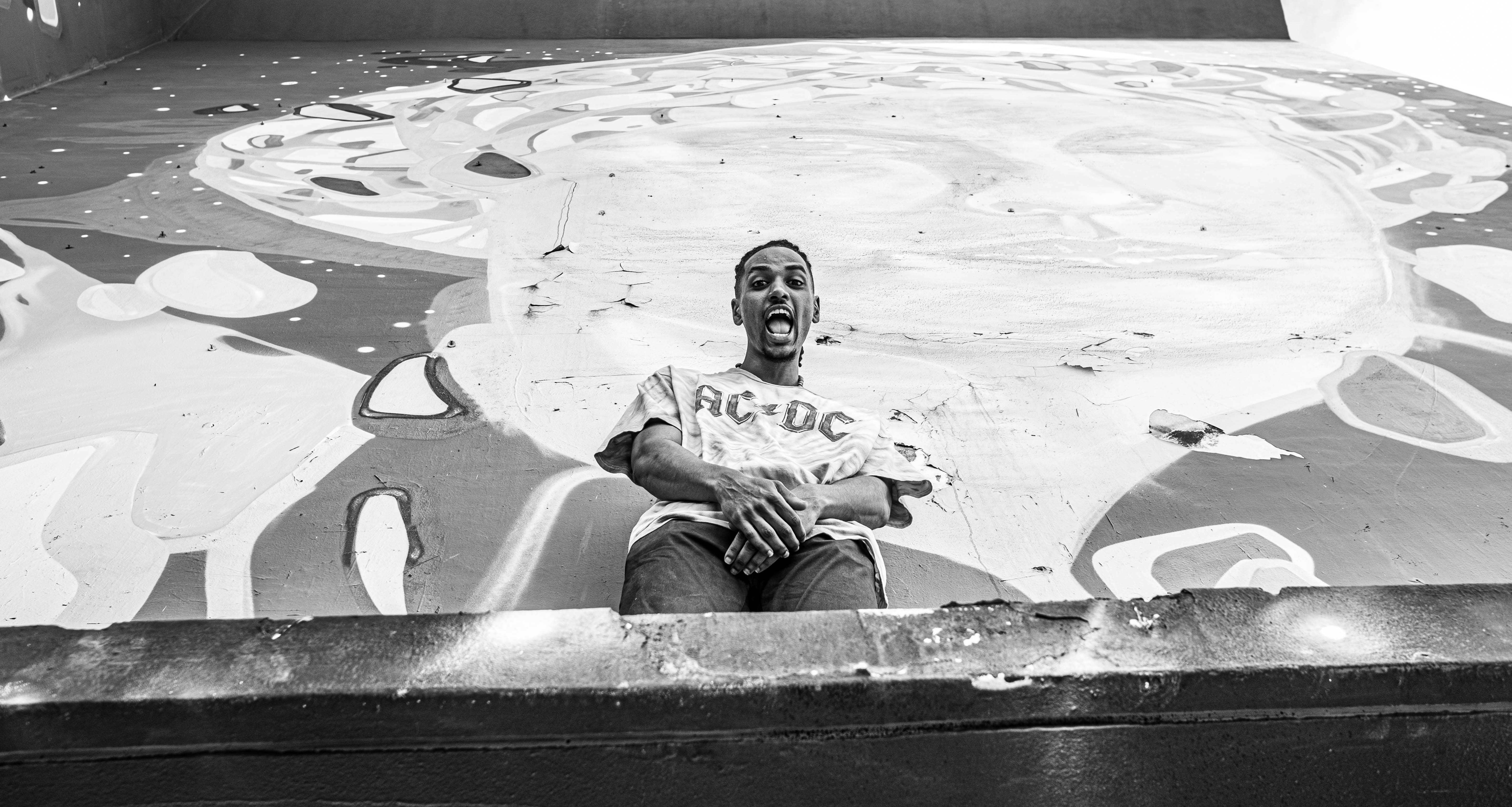 Black and White Graffiti Mural