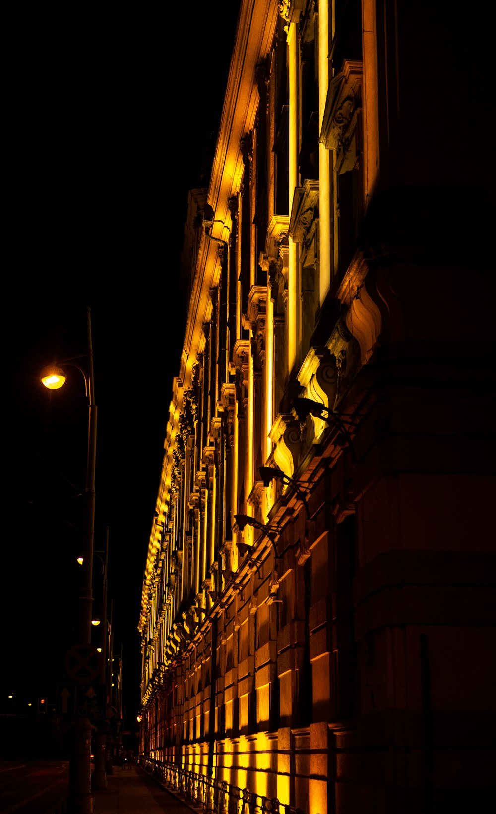 brown concrete building during night time