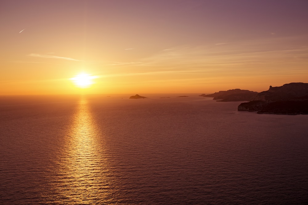 silhouette of mountain during sunset