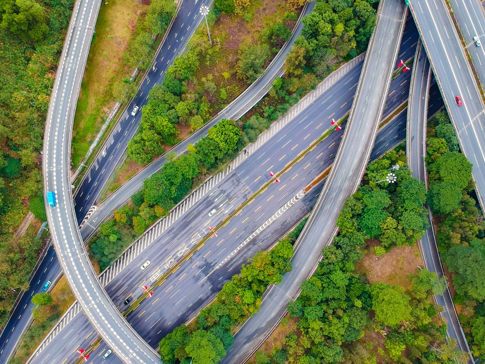 aerial view of road during daytime