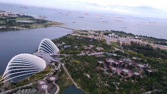 A stunning view of the waterfront and grand central garden.