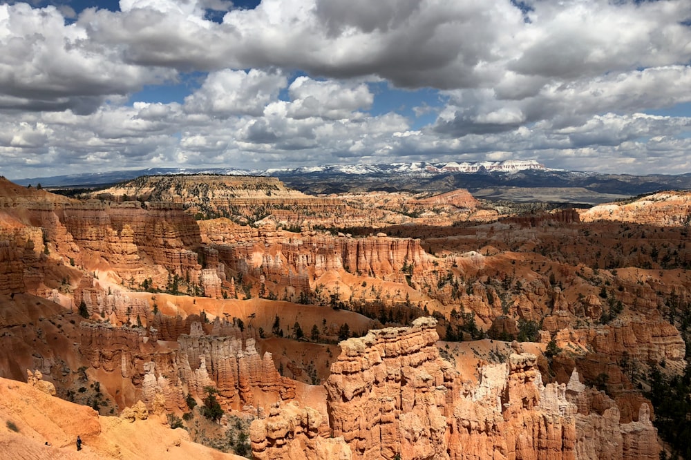 brown rock formation under white clouds during daytime