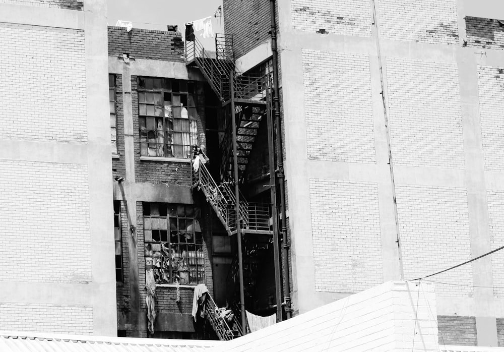 grayscale photo of concrete building