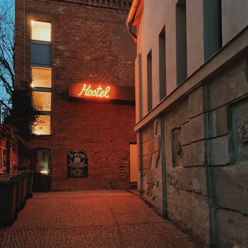 red and white lighted store signage