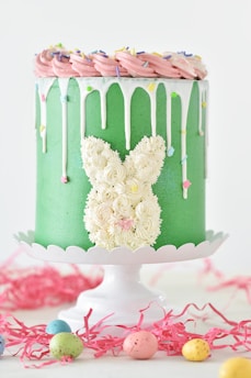 white and green floral cake