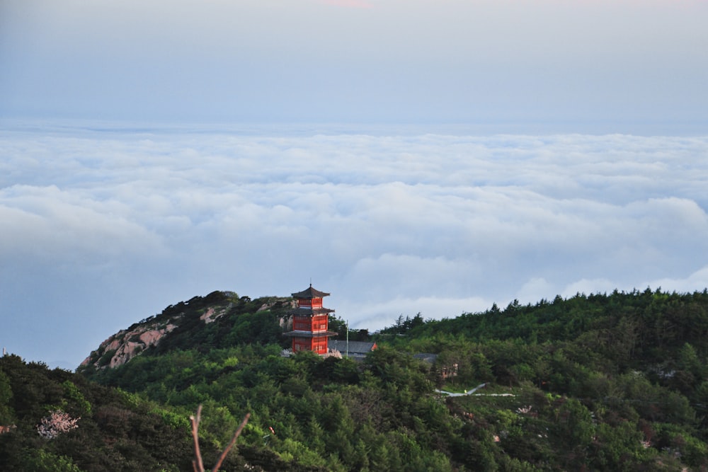 brown house on top of the mountain