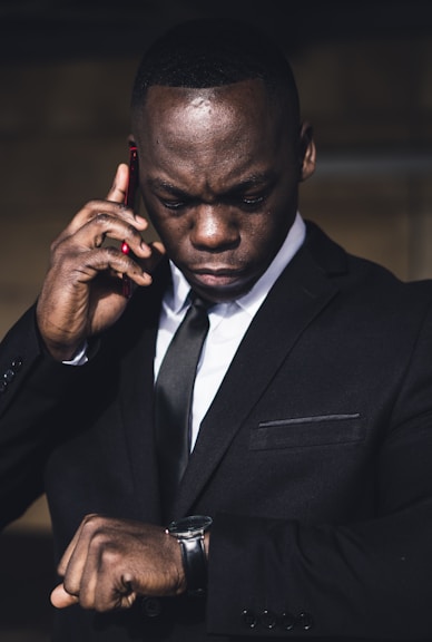 man in black suit jacket