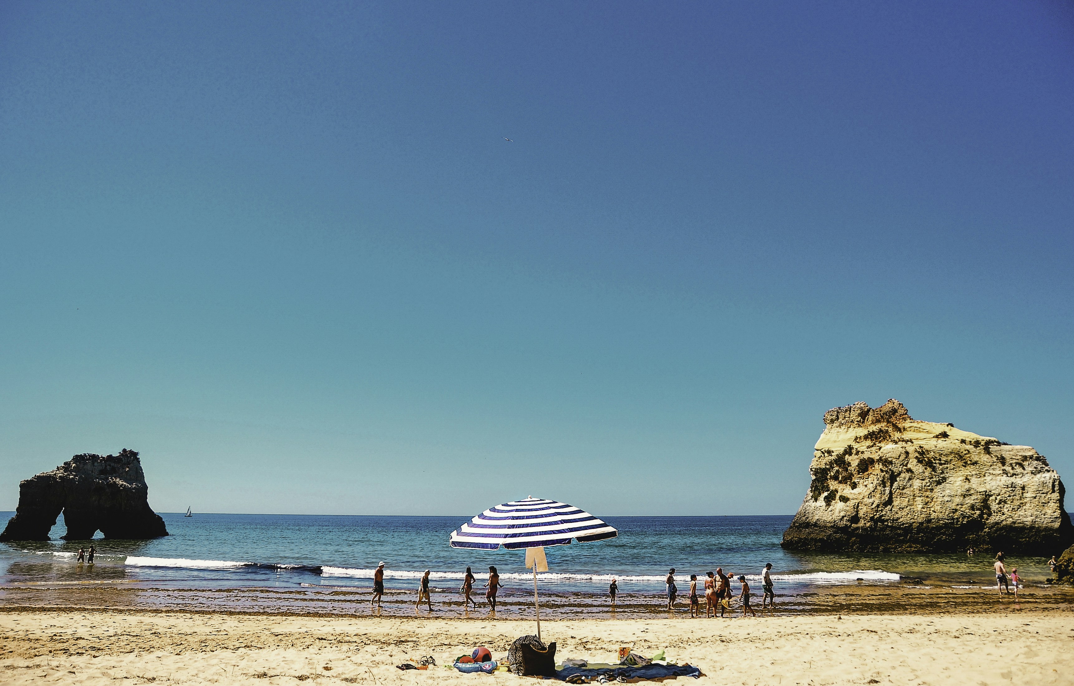 people on beach during daytime, Beach, freedom, sunshine, ocean, sands... Lagos beach in south Portugal...
