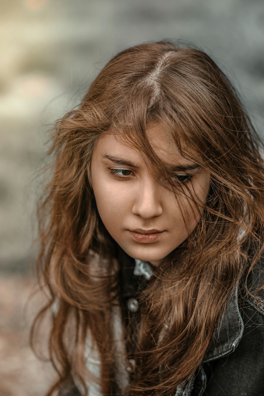 woman in black leather jacket