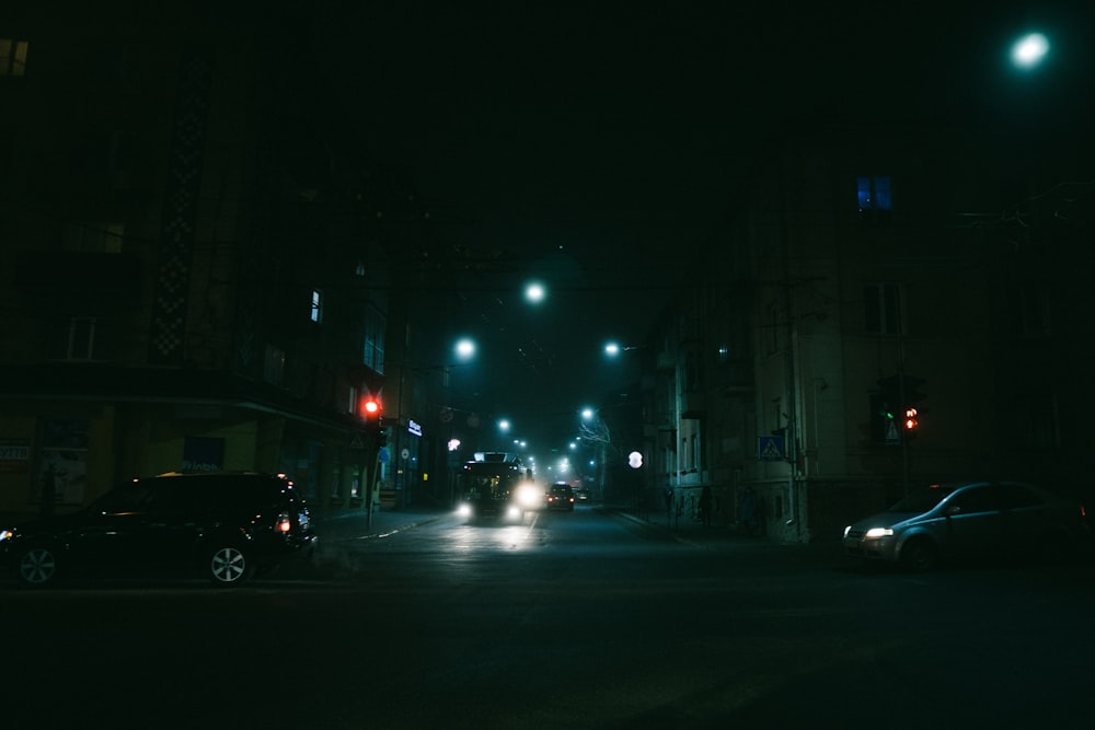 cars on road during night time