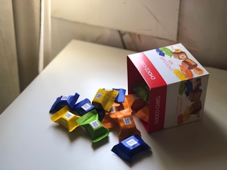 blue green and orange plastic blocks