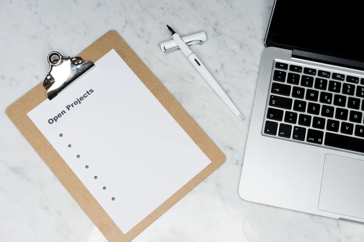 Credentialing checklist and document tracking on a desk
