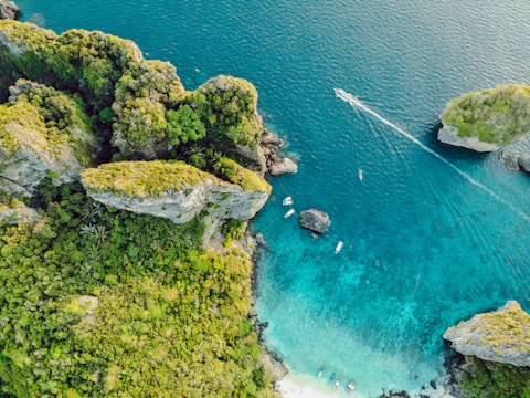 aerial view of green and brown island during daytime