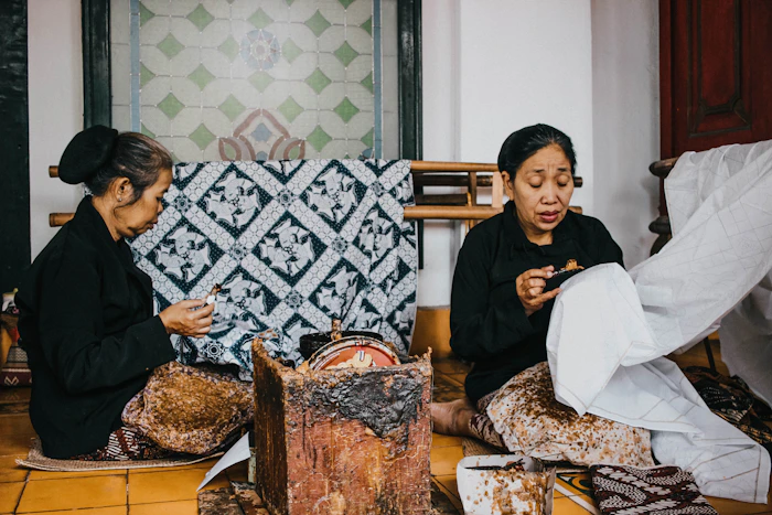 Women wearing traditional Indonesian batik clothing