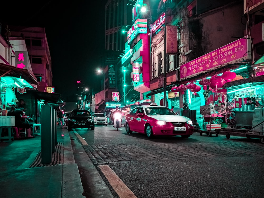 cars on road during night time