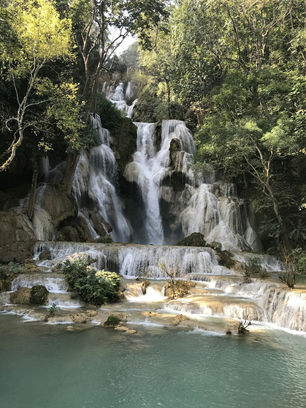 waterfalls in the middle of the forest during daytime