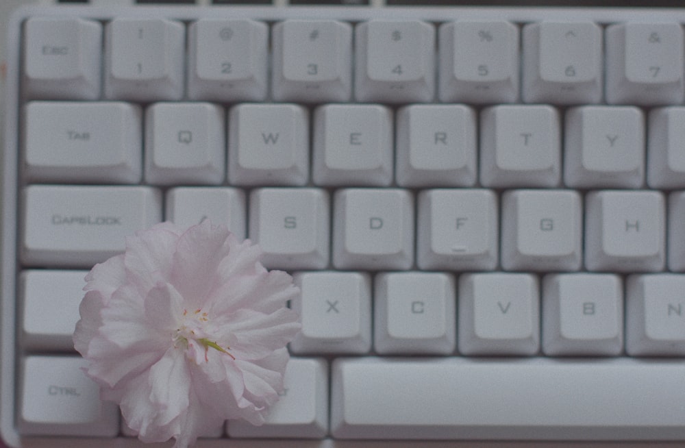 white computer keyboard on white table