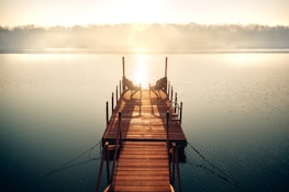 brown wooden dock on body of water during daytime