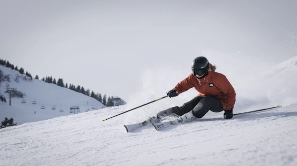 Group skiing down the piste