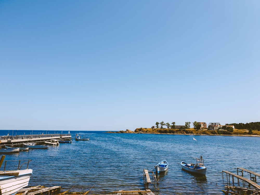 white and blue boat on sea during daytime