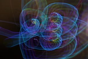 A vibrant graphiper illustrating infophoton dynamics in a swirling cosmic pattern