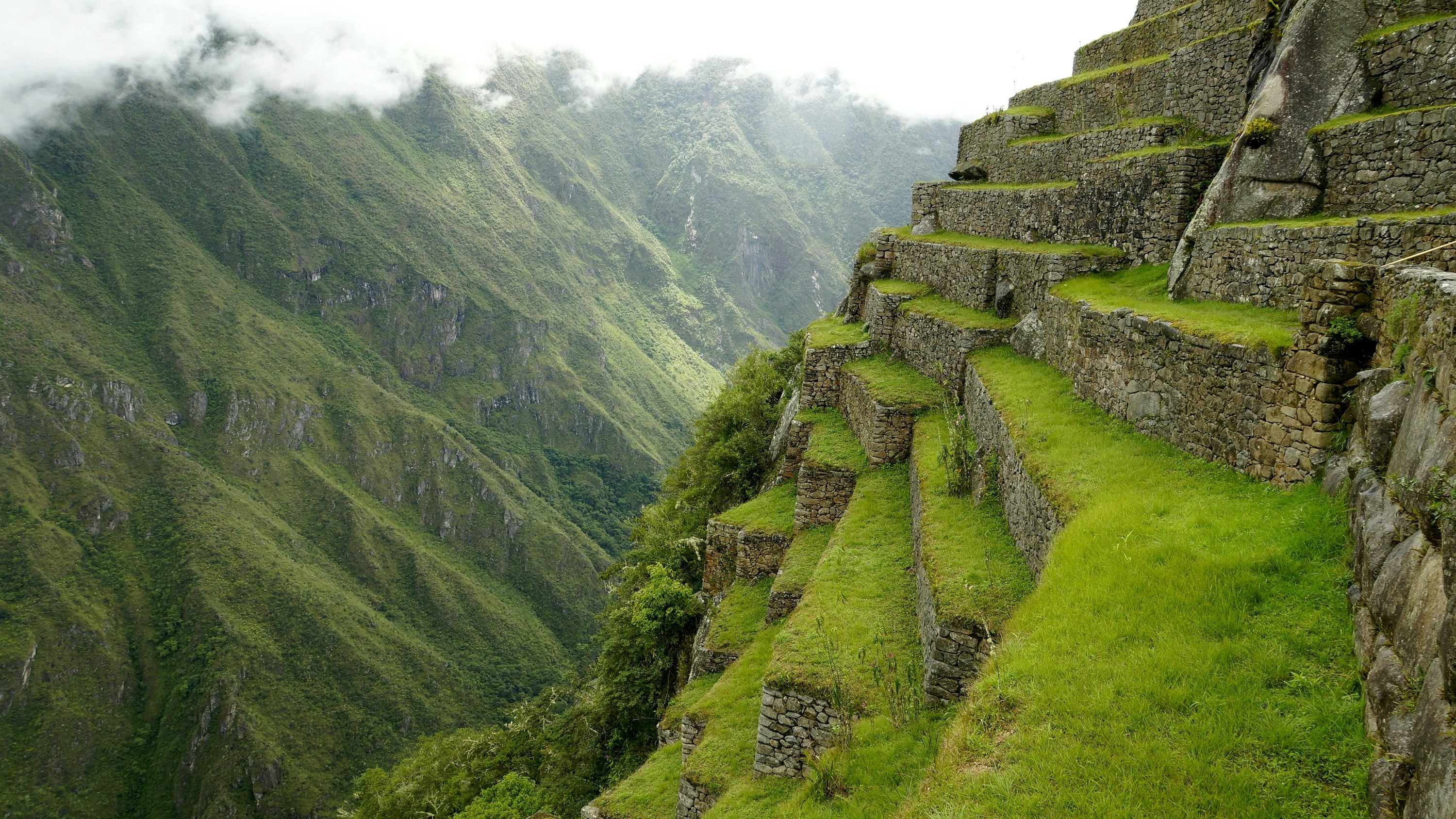 green and gray mountain under white sky during daytime, Machu Picchu - Peru