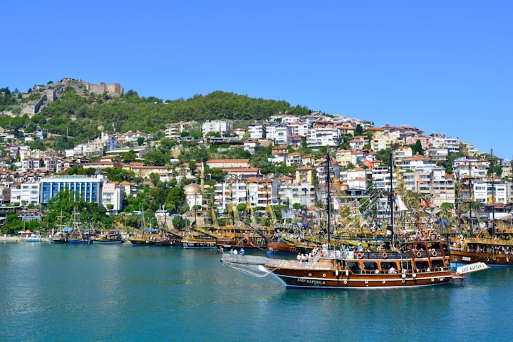 Ship along Alanya coast