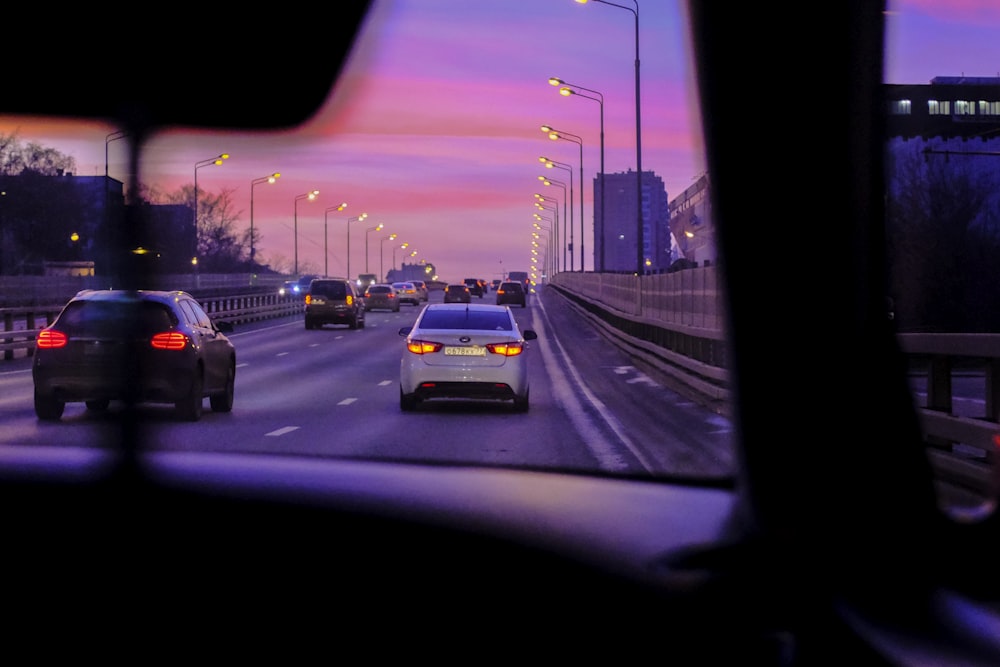 cars on road during night time