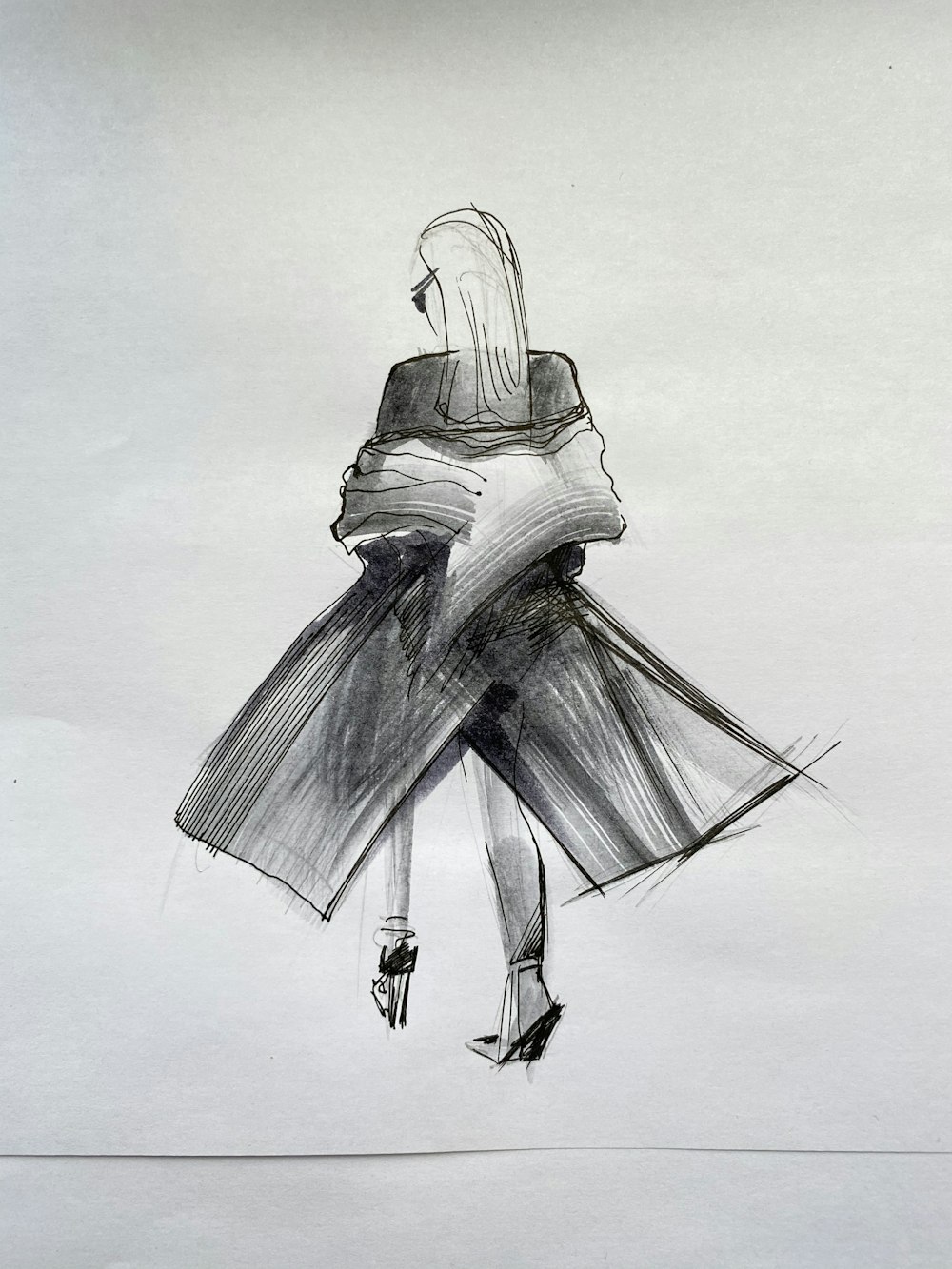 Frau in weißem und schwarzem Kleid Illustration