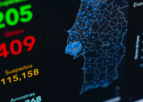 A digital map showing hotspots of reported illegal law enforcement activities.
