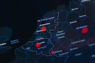 blue and red abstract painting