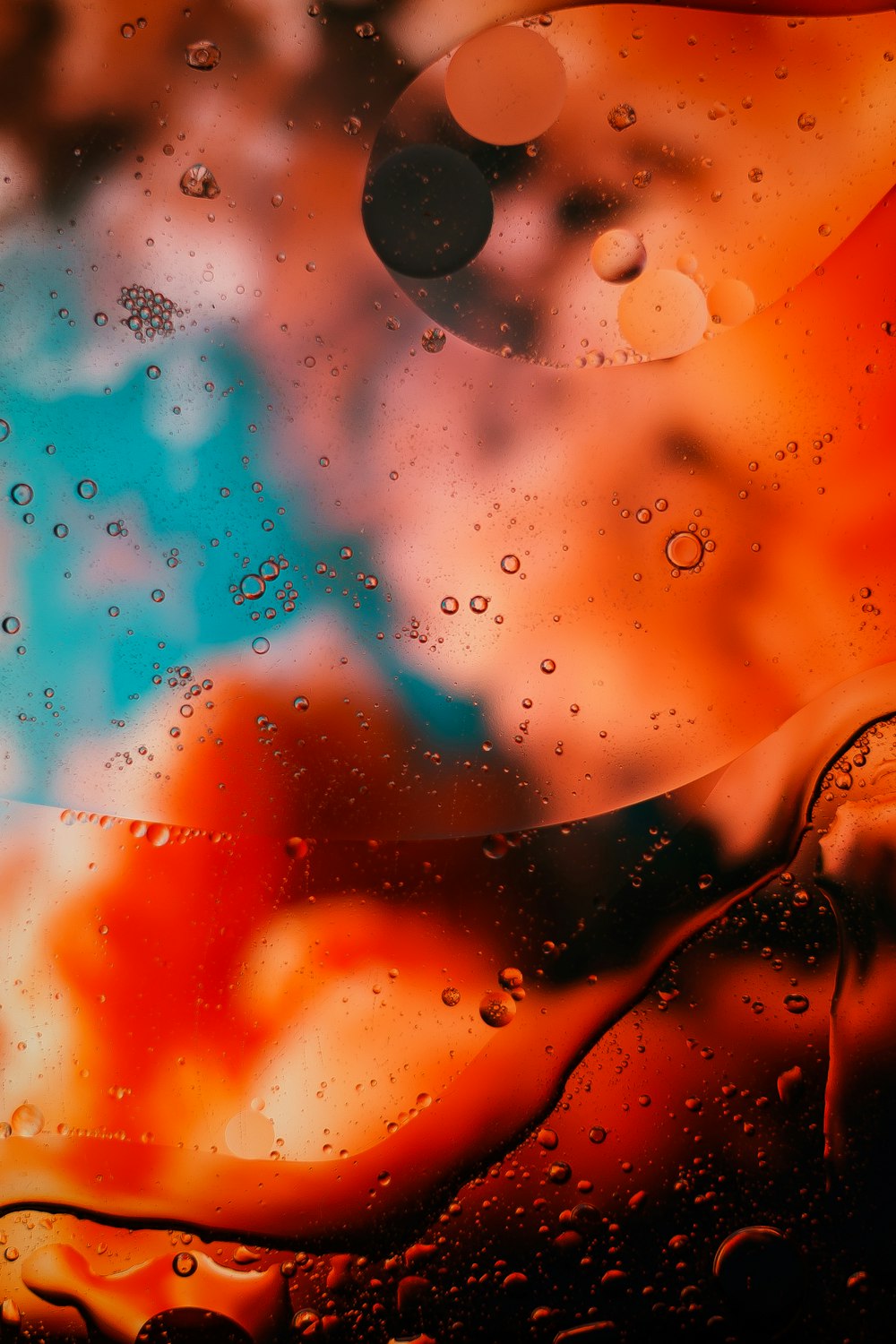Pintura abstracta naranja y azul