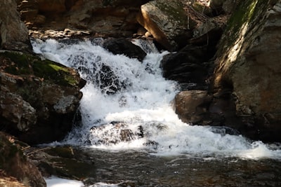 water falls on rocky shore during daytime new hampshire google meet background