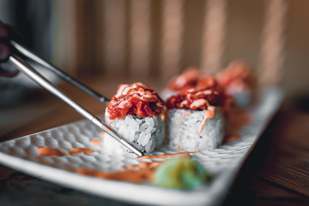 sliced meat on white ceramic plate